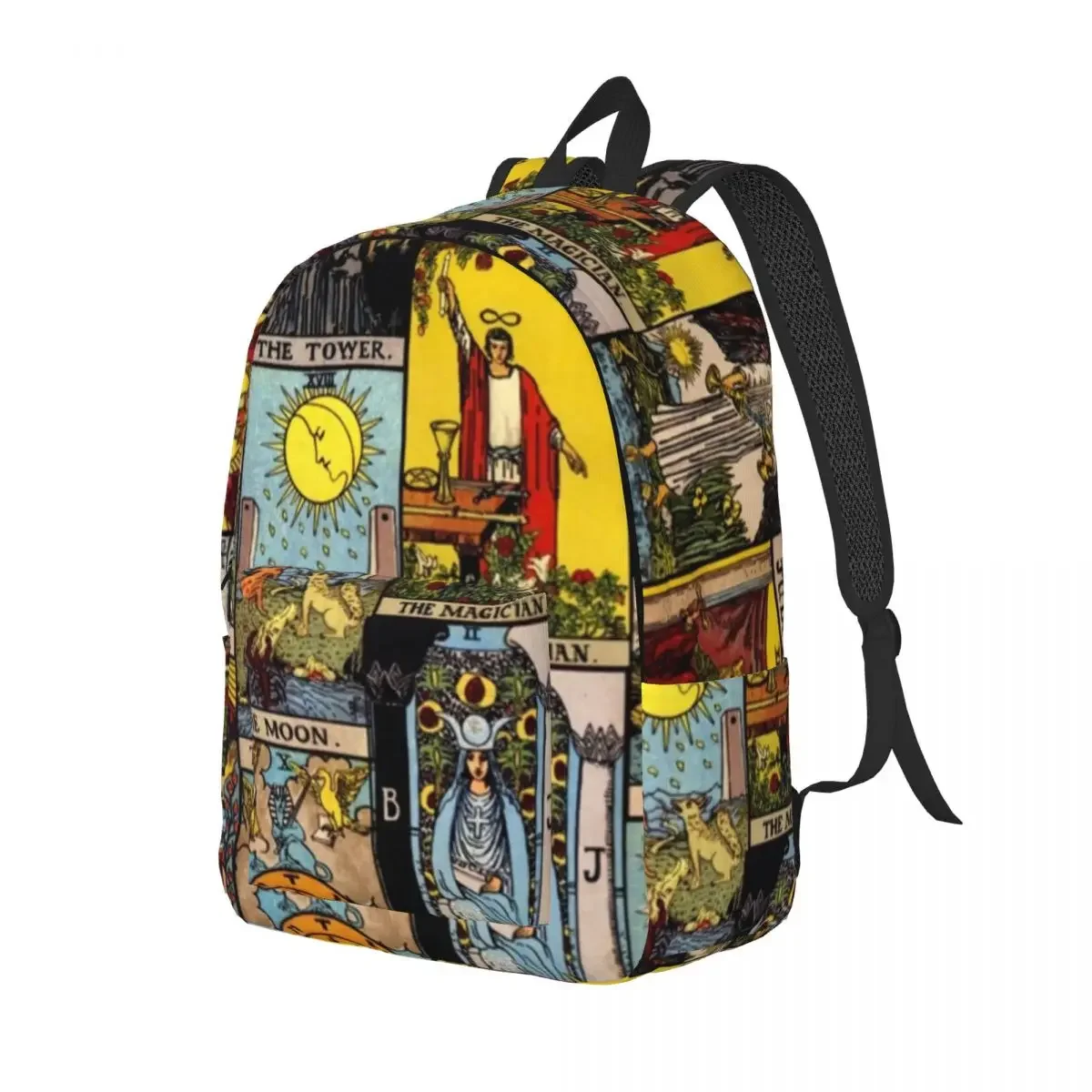 Vintage Moon Canvas Backpacks Tarot Art Collage Basic Bag University Backpack Breathable Bags