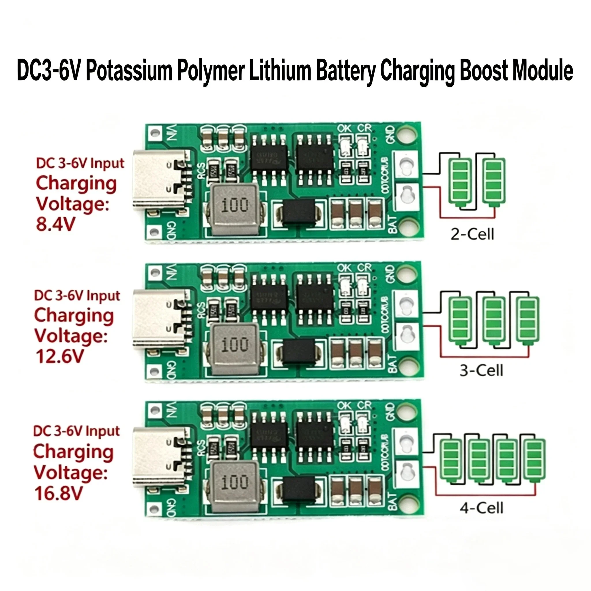 2S 3S 4S Lithium Battery Boost Charging Module Type‑C DC3‑6V Input Li‑polymer Battery Charger Board