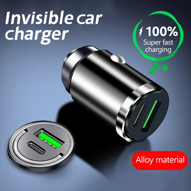 100W QC3.0 PD Mini Car Charger 12-24V Lighter Fast Charging Car USB Type C Charger For Xiaomi Samsung Huawei IPhone Power