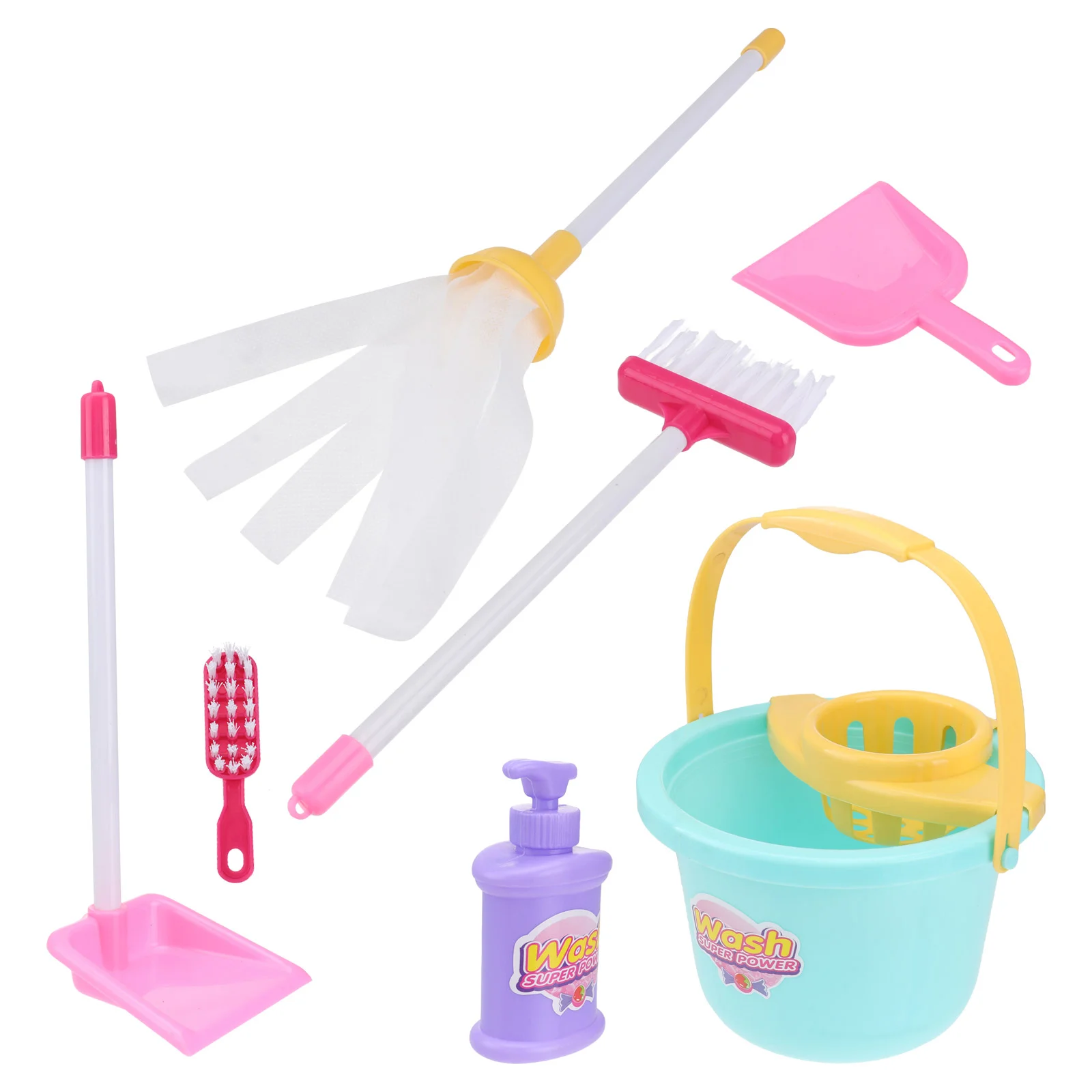 7 Pcs Cleaning Mopping Set Children’s Toys Tool Small Playthings Role Tools Plastic Dustpan and Broom Sweeping Kit