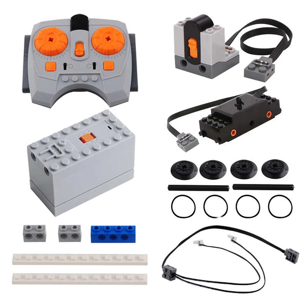 High-Tech MOC Train Motor Set Bricks Kit AAA Battery Box IR Speed Remote Control Building Blocks 88002 88000 Power Functions