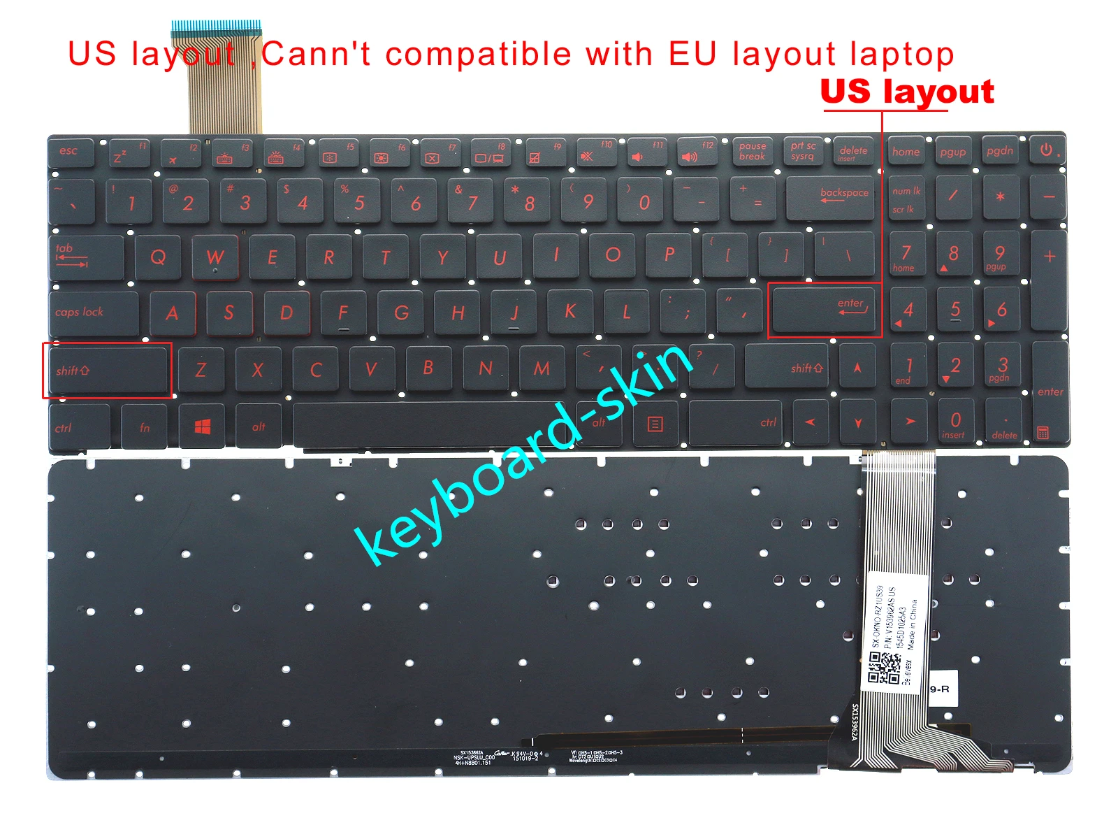 

New US backlit keyboard No-frame for ASUS ROG GL752 GL752V GL752VL GL752VW GL752VWM GL752VW-DH71 GL752VW-DH74 laptop