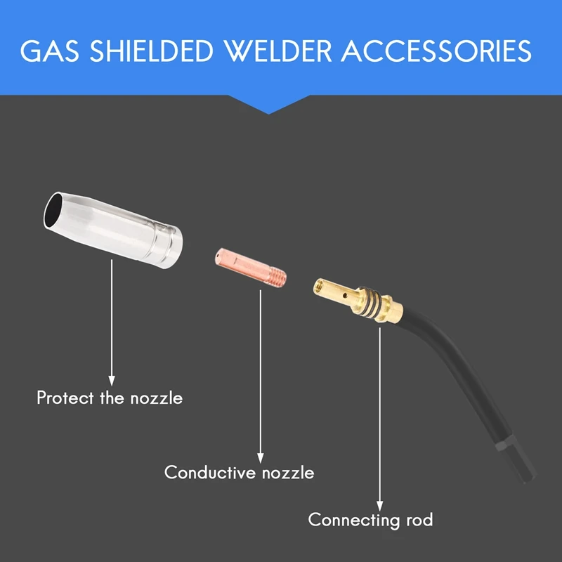 11Pcs/Set Mig Welding Nozzle Welder Torch Nozzles Gold Tip Holder Contact Tips 0.040 Inch Gas Diffuser Set For Torches