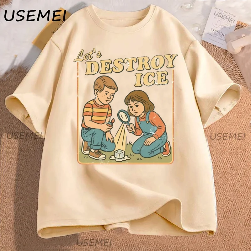 

Let's Destroy Ice T-Shirt Women Men Fashion Cotton Short Sleeve Retro Tshirt Human Rights T Shirt Woman Clothing Streetwear Tops