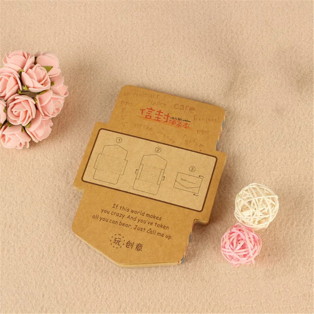45pcs Vintage Kraft Paper Envelope Retro Classical Window Envelopes Mini Cute Wedding Invitation Memo Pad Gift Message Paper