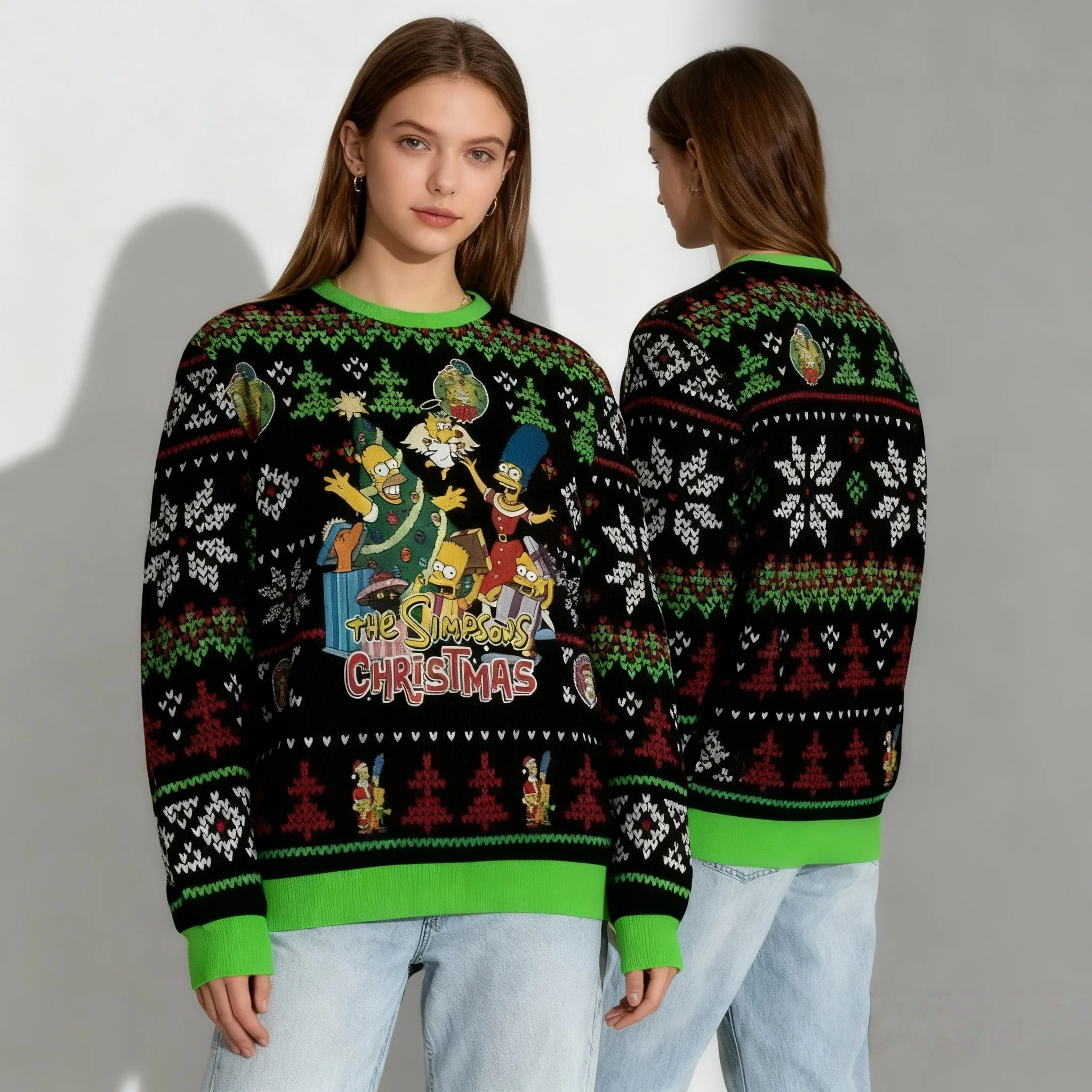 Collezione Disney autunno/inverno The Simpsons Abiti brutti di Natale Felpe con cappuccio girocollo per adulti stampate in 3D Abbigliamento di moda
