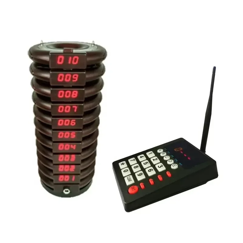 433.92MHz Wireless Coaster Pager System with Transmitter Keypad for Efficient Restaurant Queue Management Vibrating Pagers