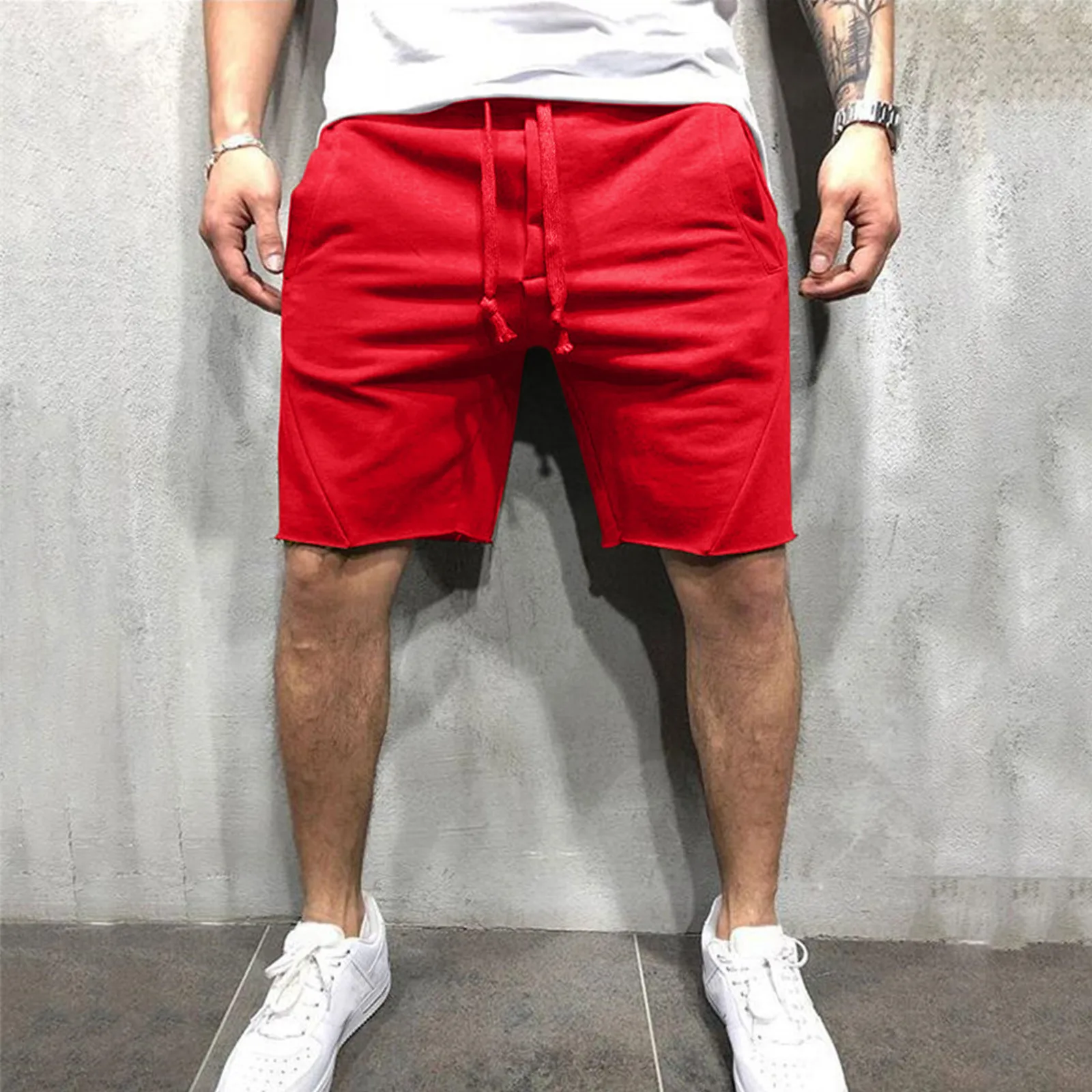 New Men\'S Cotton Linen Shorts Pants Male Summer Breathable Solid Color Linen Trousers Fitness Streetwear Lace Up Bottoms