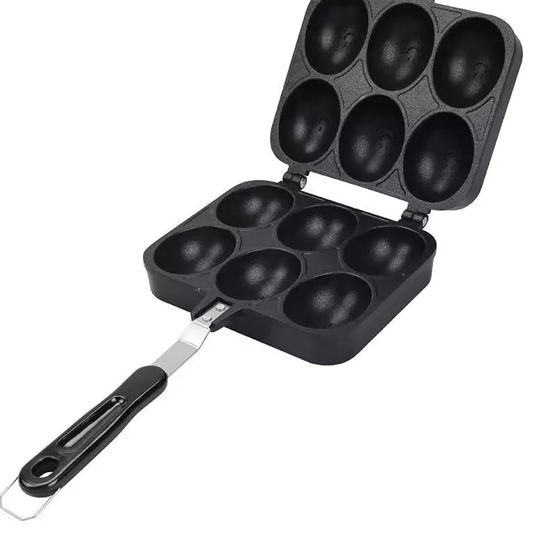 ถาดทำเค้กเหล็กหล่อ6หลุมกระทะทำไข่เจียวสำหรับทำอาหารเช้าที่ทำอาหารหม้ออาหารไข่แม่พิมพ์เค้กเครื่องครัว