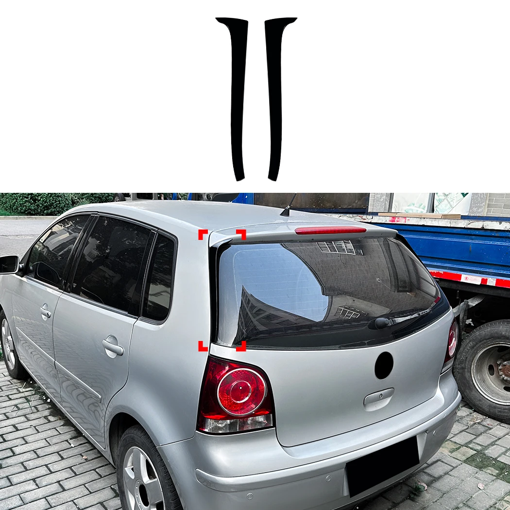 2 SZT. Spoiler Tylnego Szyby Do Volkswagena Polo IV MK4 9N 9N3 2001-2009 Hatchback Boczne Skrzydło Splitter Nakładka Ozdobna Naklejka Bodykit — 2