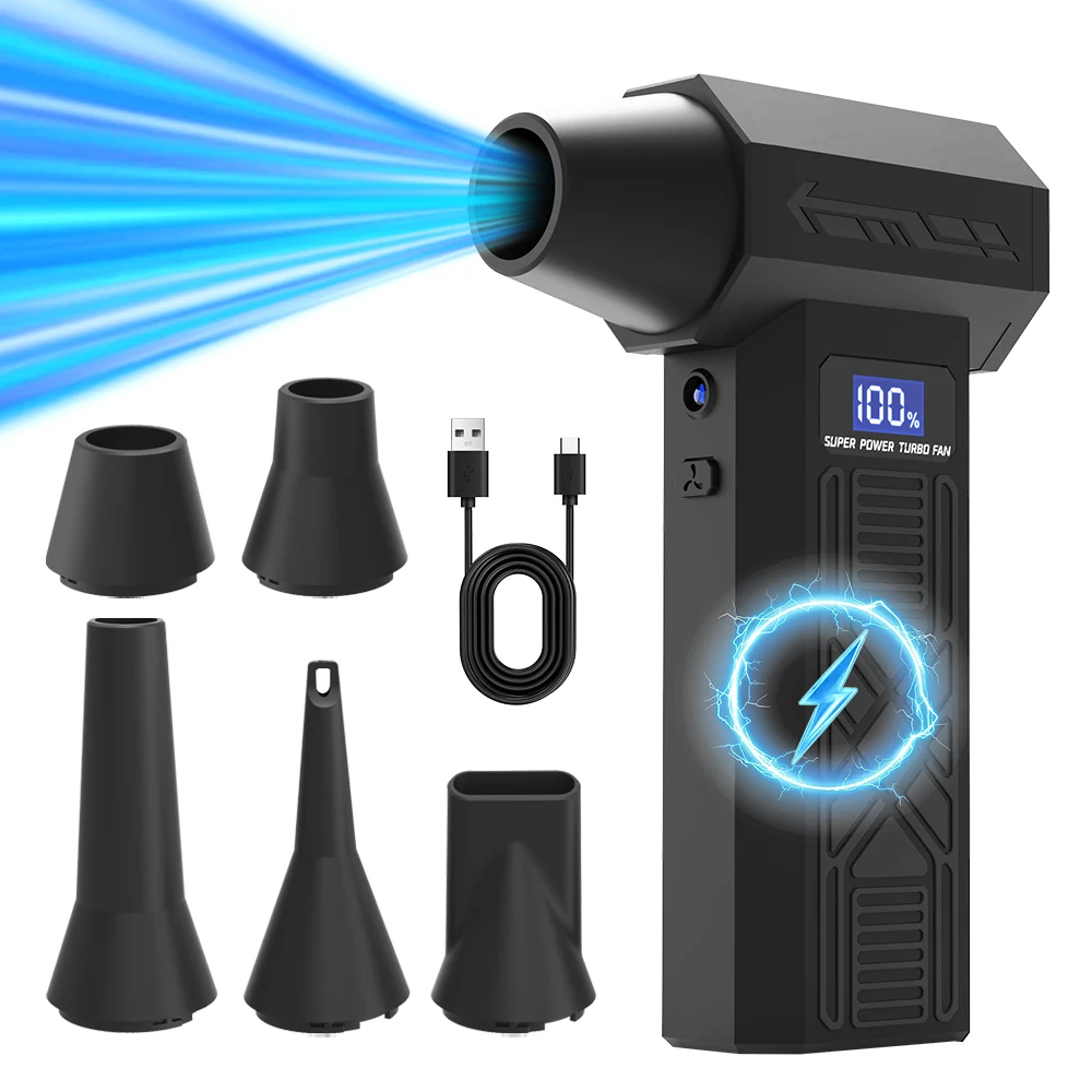 

3-скоростная воздушная тряпка, 130000 об/мин, электрическая воздуходувка, мини-струйный турбо-струйный вентилятор со сжатым воздухом, перезаряжаемый турбореактивный вентилятор