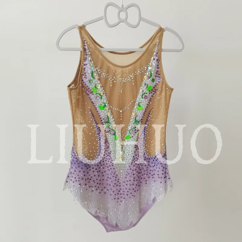 LIUHUO الجمباز الإيقاعي يوتار التدرج بلا أكمام أداء التشجيع التنافسي للأطفال BD9458