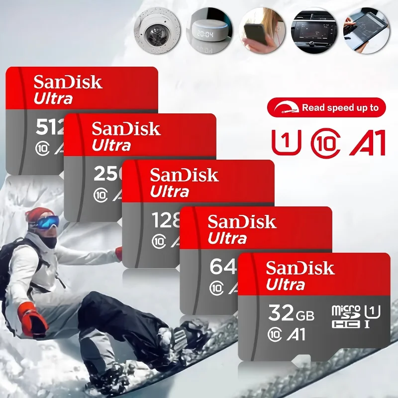 High speed micro SD card 100X Class10 UHS U1 A1 32GB to 512GB flash card compatible with cameras, tablets, and smartphones