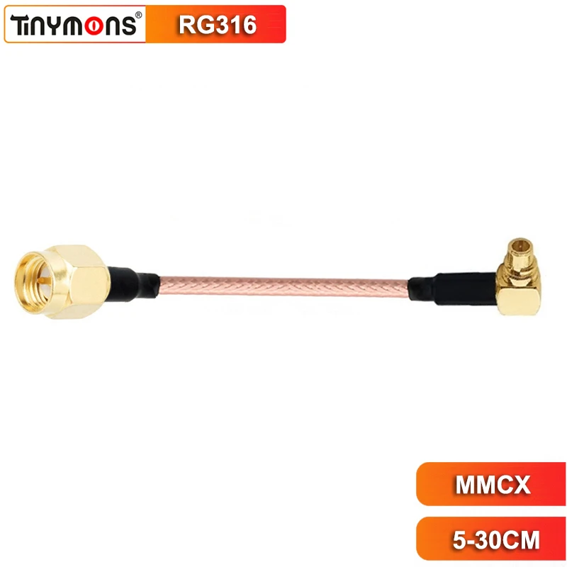 SMA Male Plug to Right Angle MMCX Male 90 Degree L Shape Adapter Cable RG316 Coaxial Cord for Drone Antenna