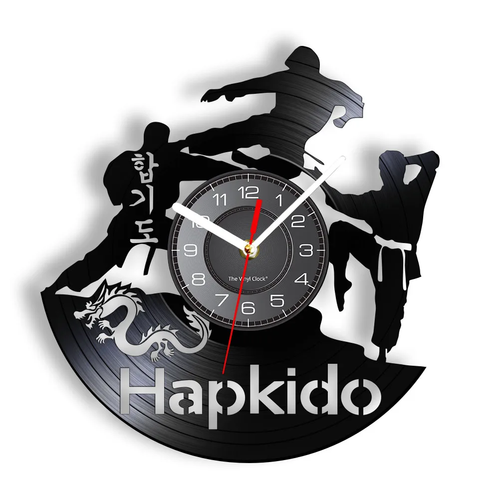 

Hapkido Wall Clock Made Of Real Vinyl Record Korean Martial Art Fighting Sports Home Decor Handicraft Carved Music Album Clock