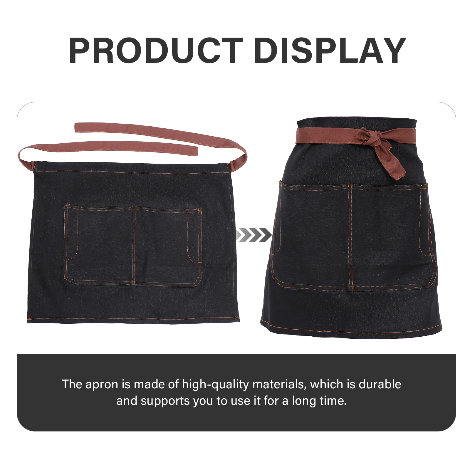 

1pc Chef Apron Length Oil Proof Kitchen Workwear Home Baking Cooking Restaurant Supply Chef Bib Black Color