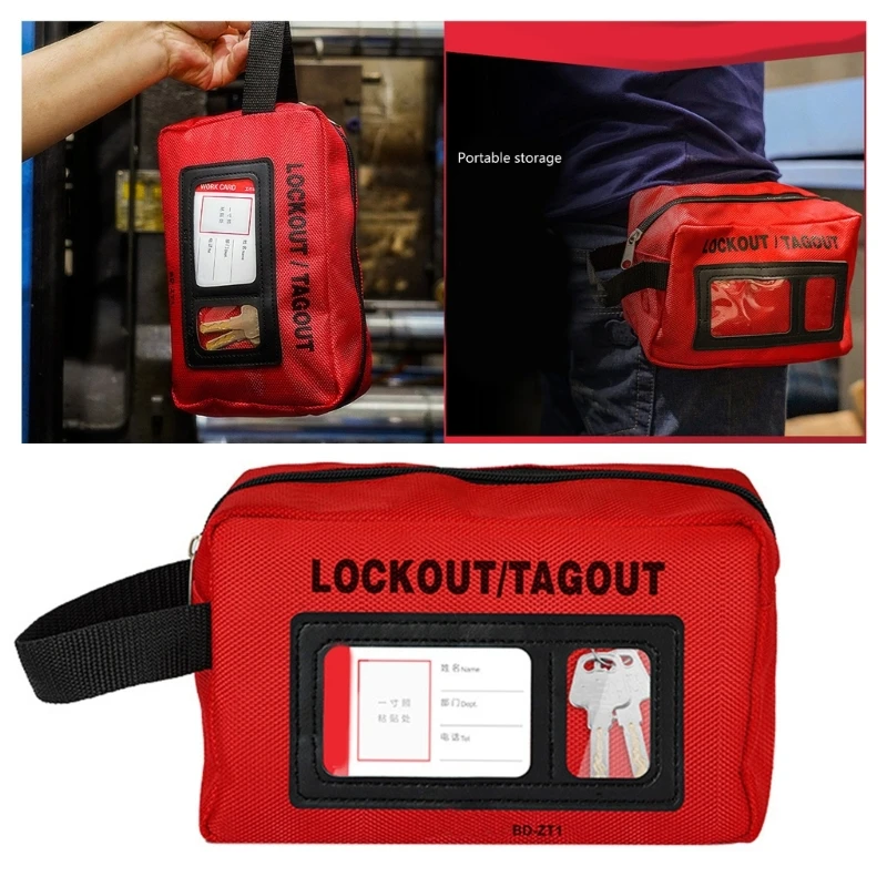 Portable Lockout Device Tear Resistant Polyester Storage Case for Safety Equipment Easy Maintenance Tool M4YD