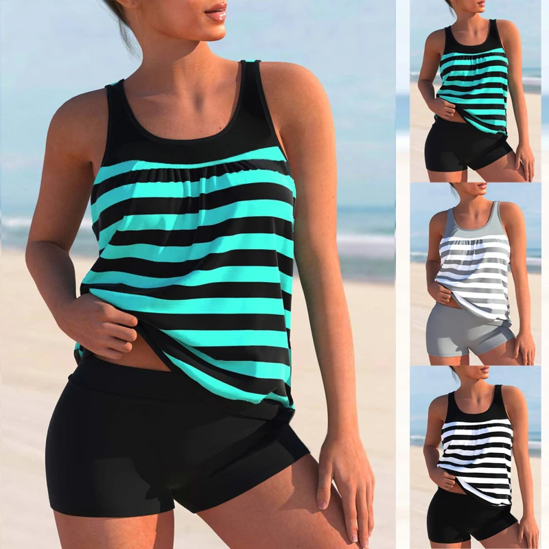 2023 Women's Printed Beach Swimwear Off Shoulder Sexy Bikini Swimwear Summer Tankini Swimwear Tankiny Two Piece Beach Suit