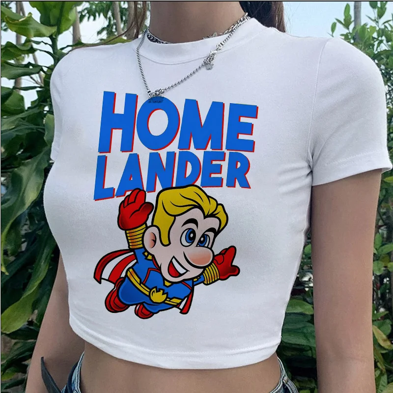 Homelander clothes t-shirt women graphic tees women streetwear harajuku casual white crop top white t shirt streetwear