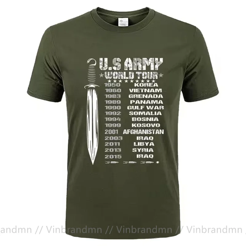 The US Army World Tour Concert T shirts men Black Loose Cotton T-shirt Alpha Military America Size Short Sleeve U.S. Army tshirt