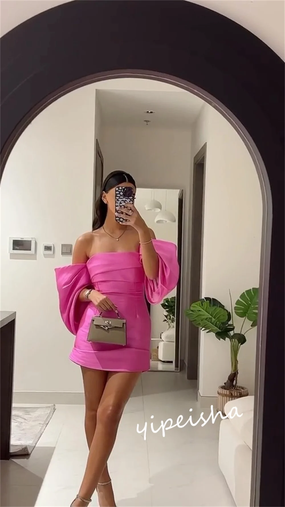 CustomizedJiayigong Exquisite Prom S Pleat A-line Off-the-shoulder Bespoke Occasion Mini