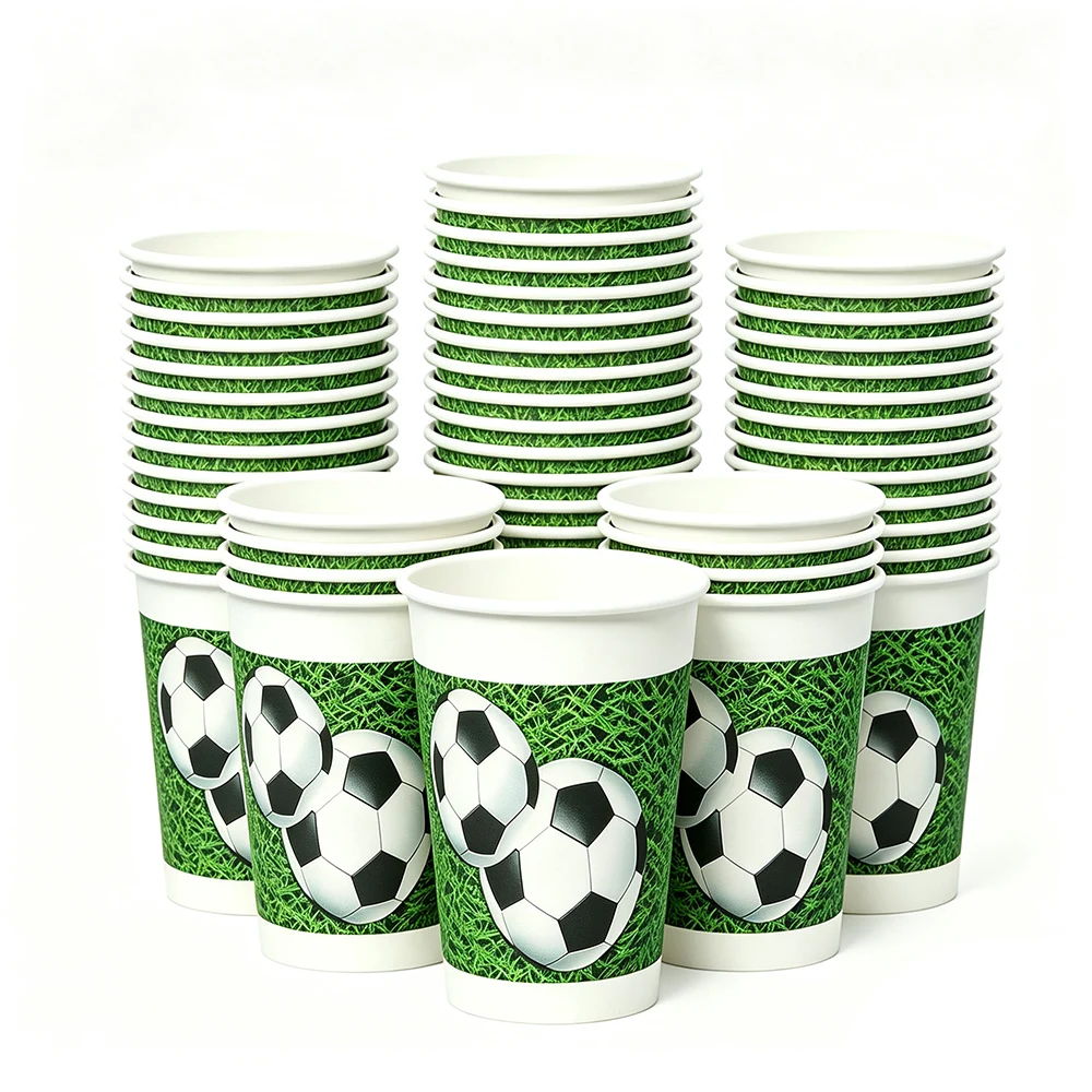 Papierbecher mit Fußball-Motiv, Fußball-Geburtstagsfeier, Einwegbecher, Kindergeburtstag, Sport, Party-Dekoration, Fußballfans, Gastgeschenke, Partyzubehör – Detail 6