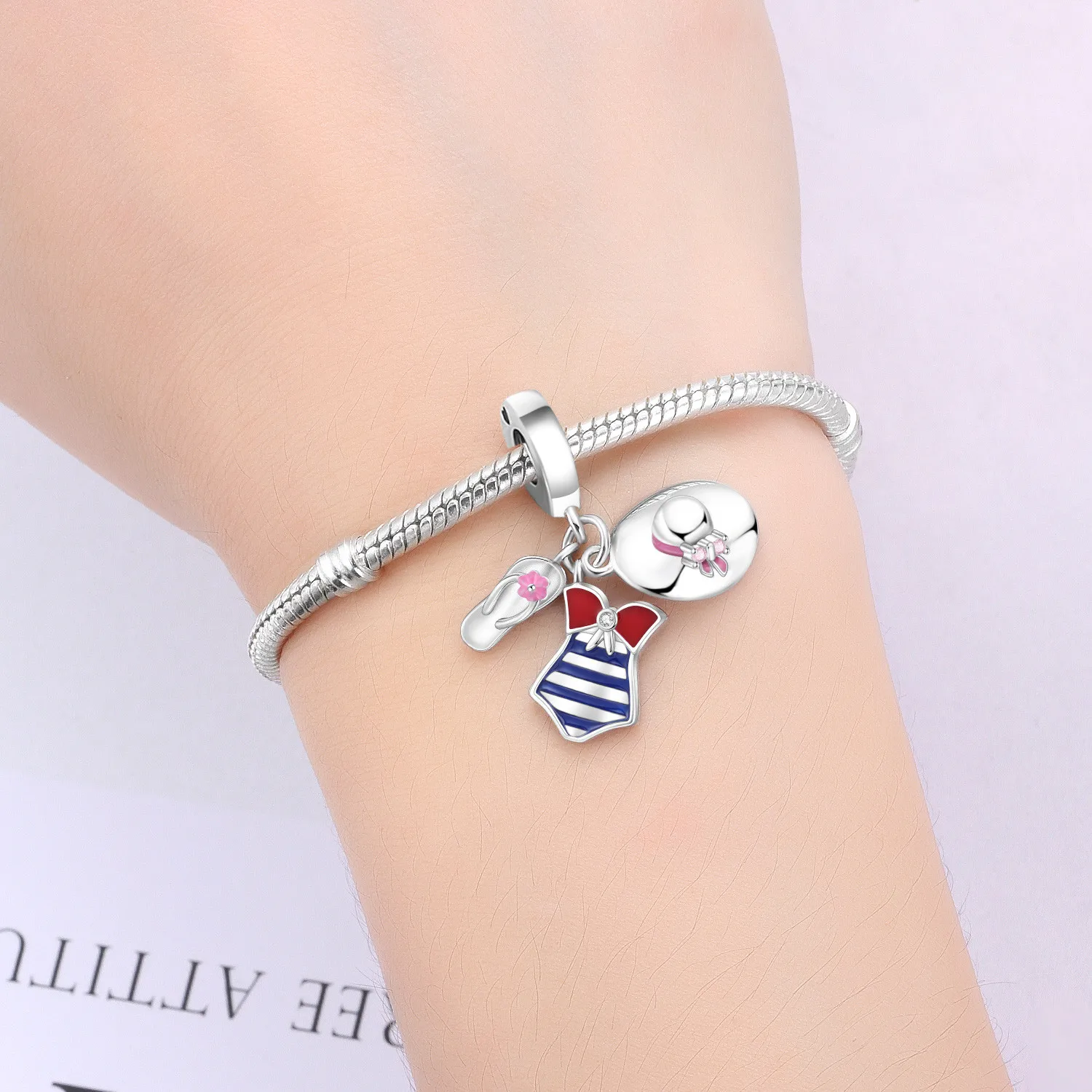 

Cycuff стерлингового серебра 925 пробы, морской праздничный набор, бусины, оригинальные подвески, браслет, очаровательные ювелирные изделия, вечерние, сделай сам, модные подарки