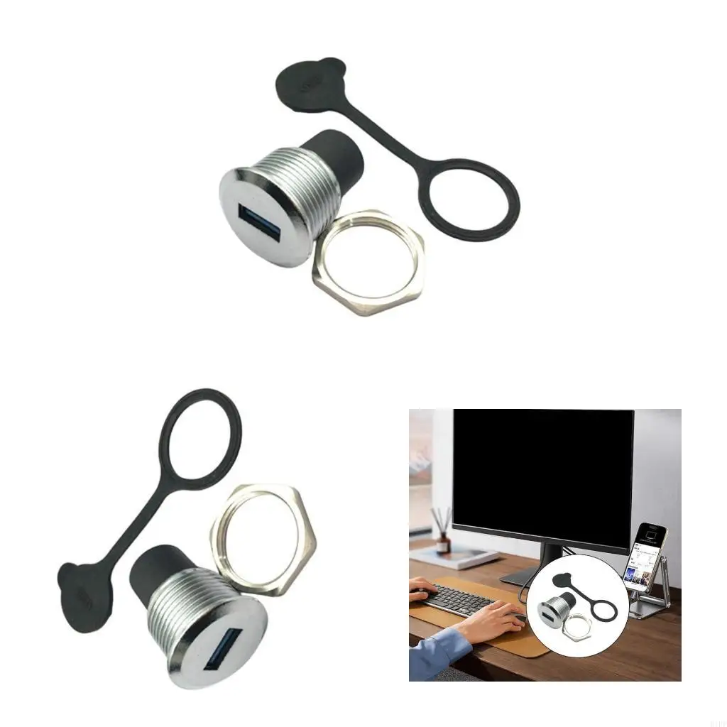 E1PF Industrial USB3.0 Female Port Socket Connector with Waterproof Cap Highly Speed Data Transmission For CCTV Systems