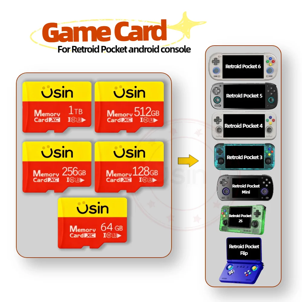 Spiel-SD-Karte für Retroid Pocket 6 5 Mini Flip 4 3 2S RP6 RP5 RP4 RP3 RP2S RPRPLIP RPMINI Retro-Spiele Handheld-Konsole Speicher TF