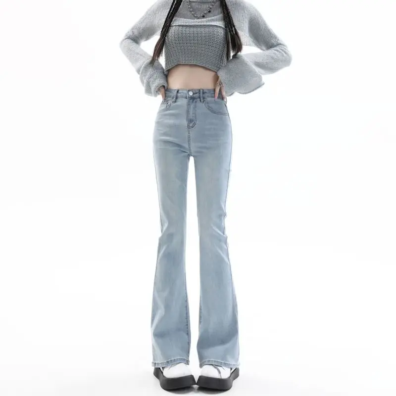 2023 Spring/Summer New Light Color Fashion Tall Jeans Design for Relaxed and Elastic Temperament Flare Pants