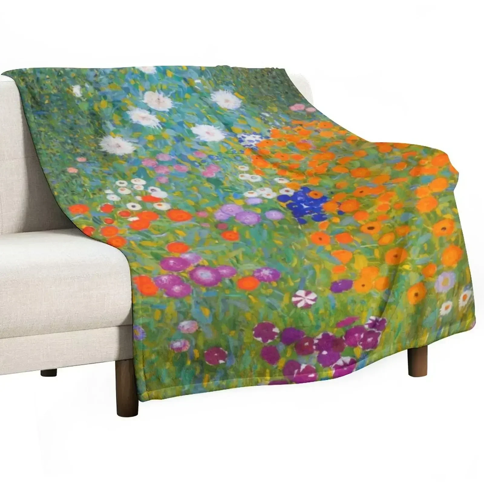 Gustav Klimt - Blumengarten (Flower Garden) Throw Blanket Soft Plaid christmas gifts Blankets