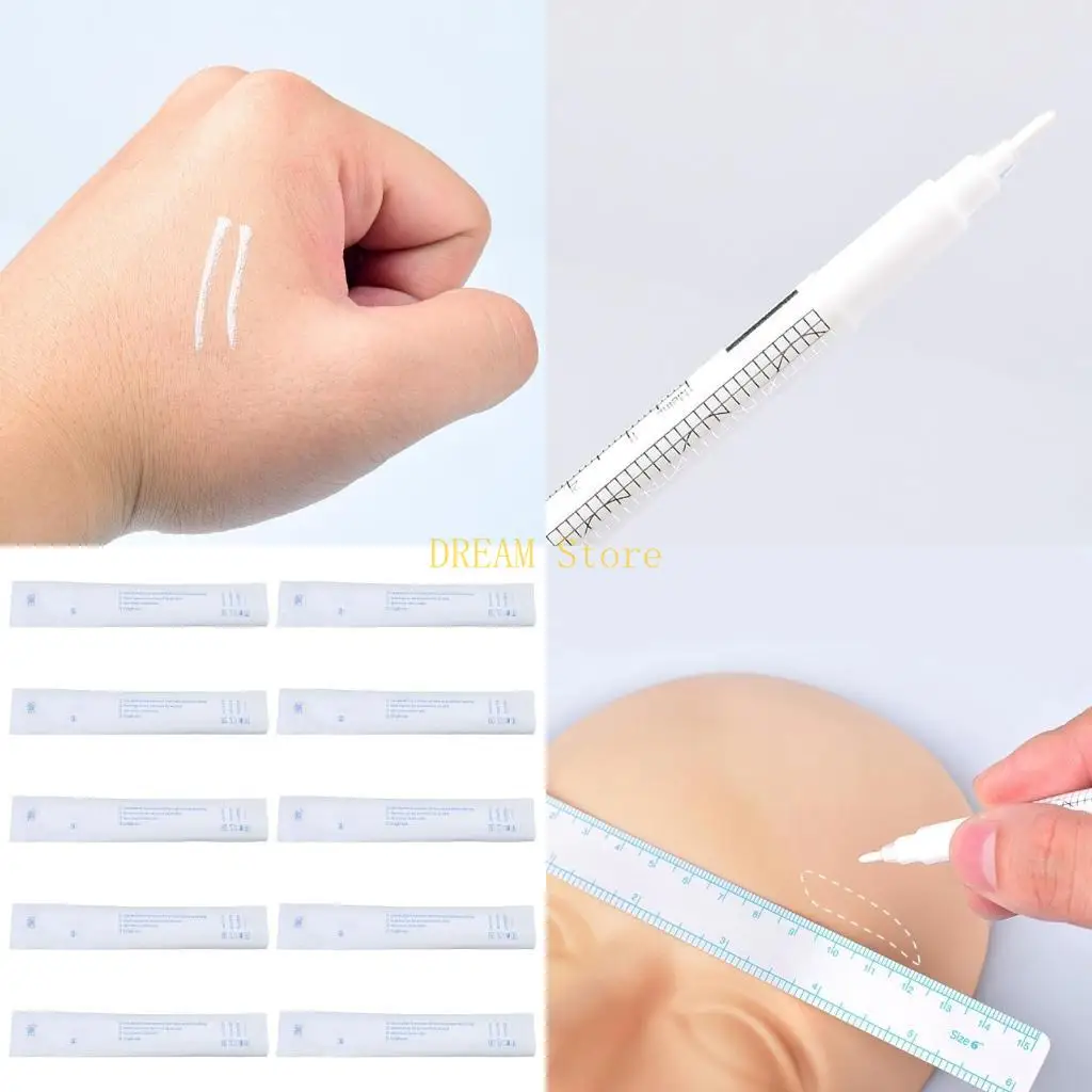 

10x Eyebrow Makeup Pen Surgical Skin Marker Waterproof Positioning Pen White Skin Marker Makeup Position Mark Tools best sale