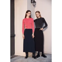AP 2026 Women Washed Sweater Autumn and Winter Cable Sweater Stretch Skirt and Fashion Leather Skirt - Image 3