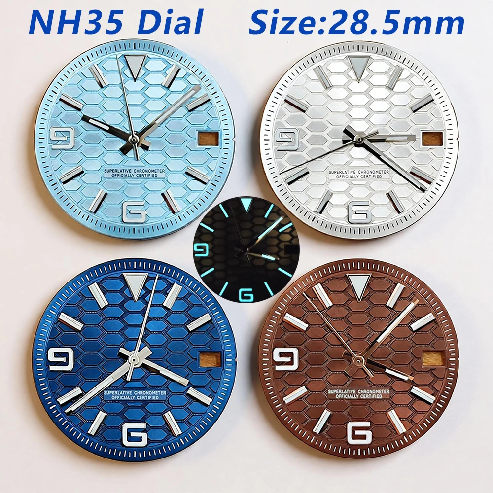 

28.5mm Dial New NH35 Dial Blue Luminous Modified Dial NH35 hands NH35 movement dial size 28.5mm watch dial