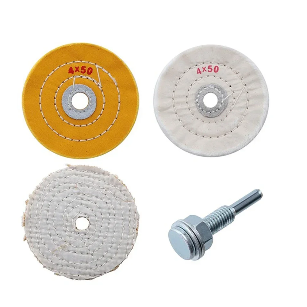 4pcs 4inch Cloth Polishing Wheels Cotton Lint For Bench Grinder Electric Drill Metals Jewelry Hardware Grinding Polishing