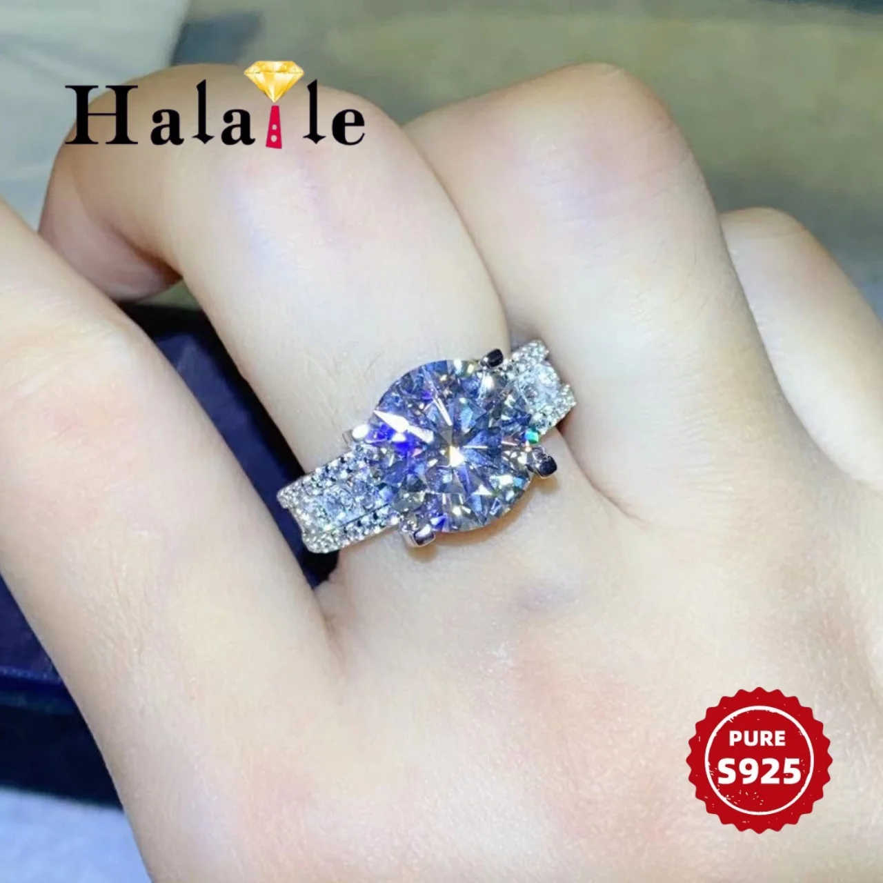 

Кольца Halaile 3CT/5CT D цвета с муассанитом, стерлинговое серебро 925 пробы для женщин, роскошные сверкающие ювелирные изделия, помолвка, свадебный подарок