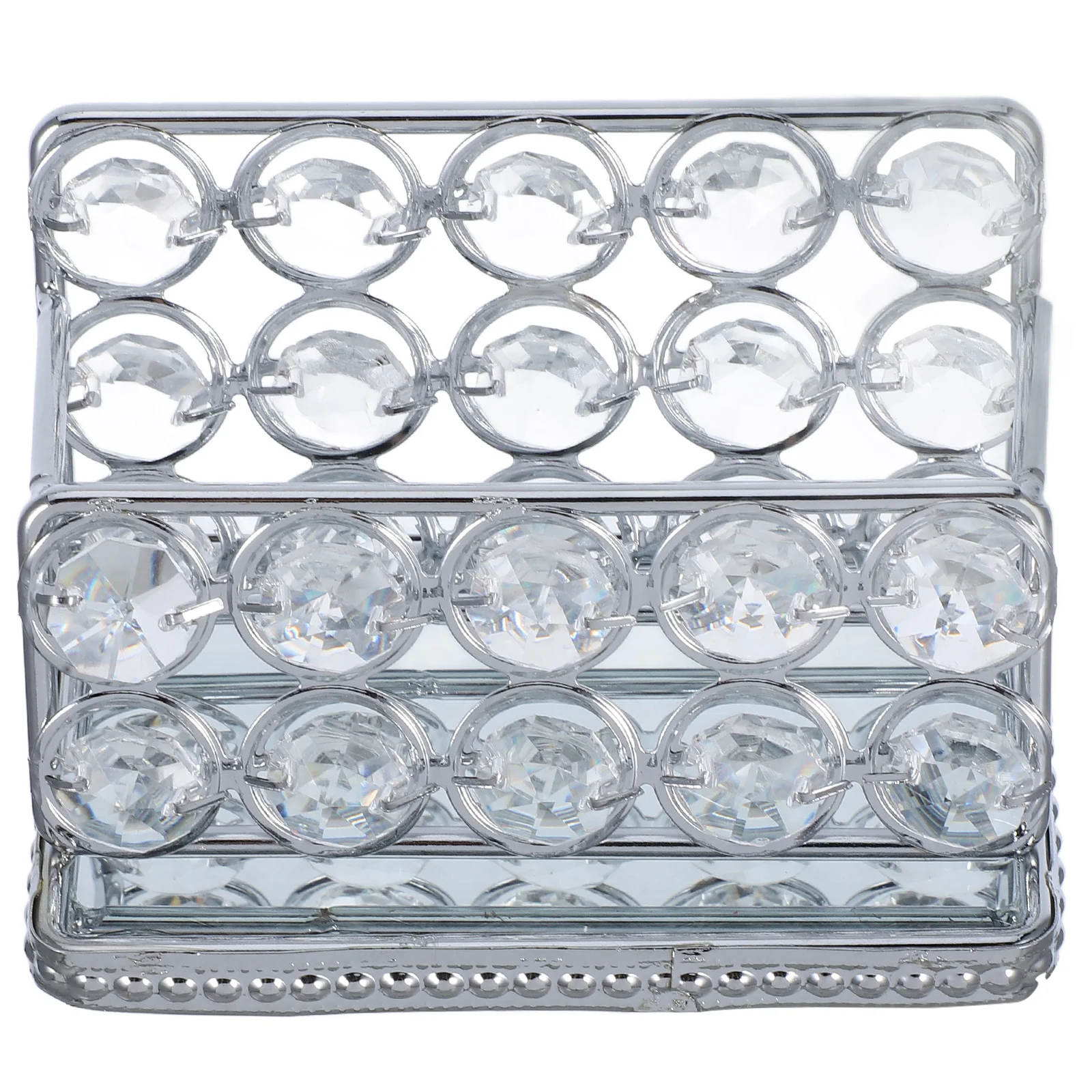 

Business Card Holder Metal Crystal Display Stand Office Organizer Minimalist Design Smooth Edges Desktop Storage