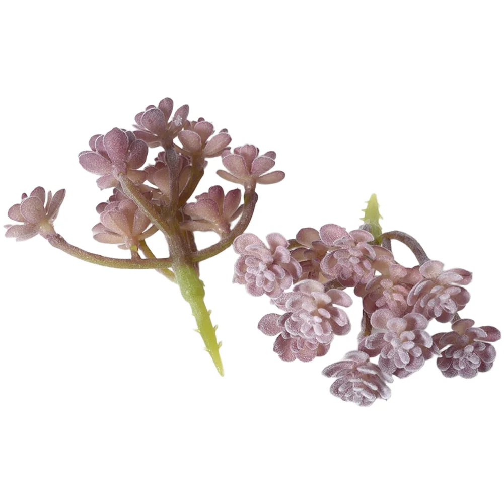 Purple Flocked Fake Succulents for For mini Planters Under 10cm Height Low Care Decorative Plants for Shelf Desk Use