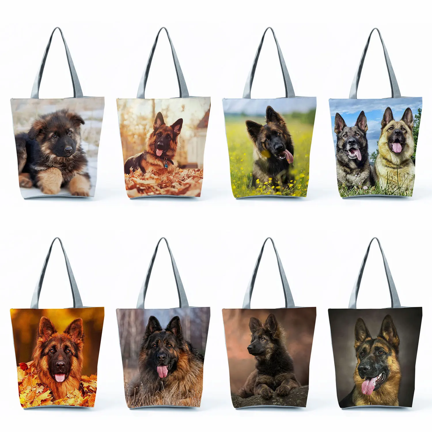 German Shepherd Dog Shopping Bags Groceries Women Handbags Animal Graphic Large Capacity Shoulder Bags Portable Foldable Totes