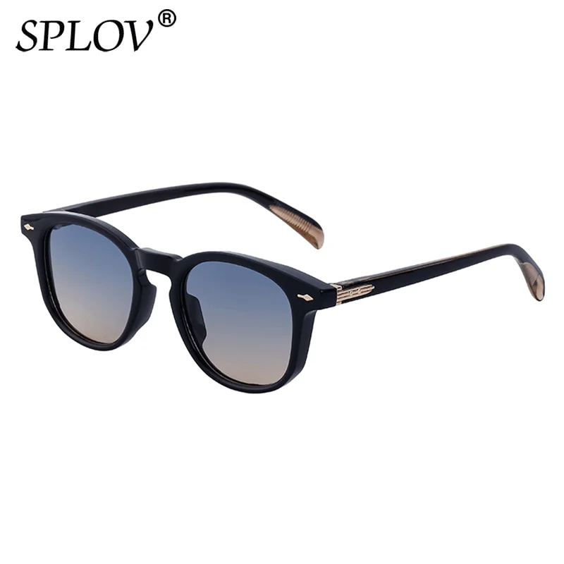 New Ins Fashion Round Women Sunglasses Retro Rivets Men Driving Shades Gradient DarkGreen Brand Sun Glasses Punk Eyewear Uv400