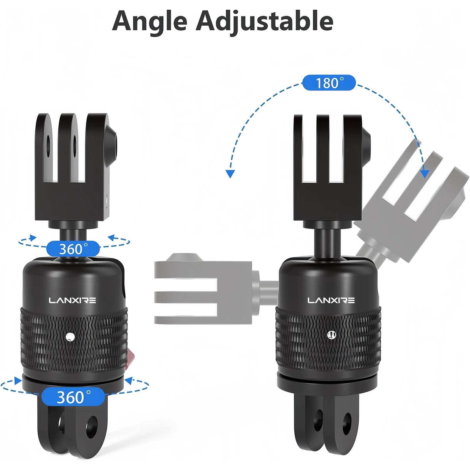 Lanxire 360° Adjustable Camera Mount for GoPro Hero 5-13/DJI Osmo Action 3/4, Vertical Tripod Adapter, Bracket for Action Camera view 2