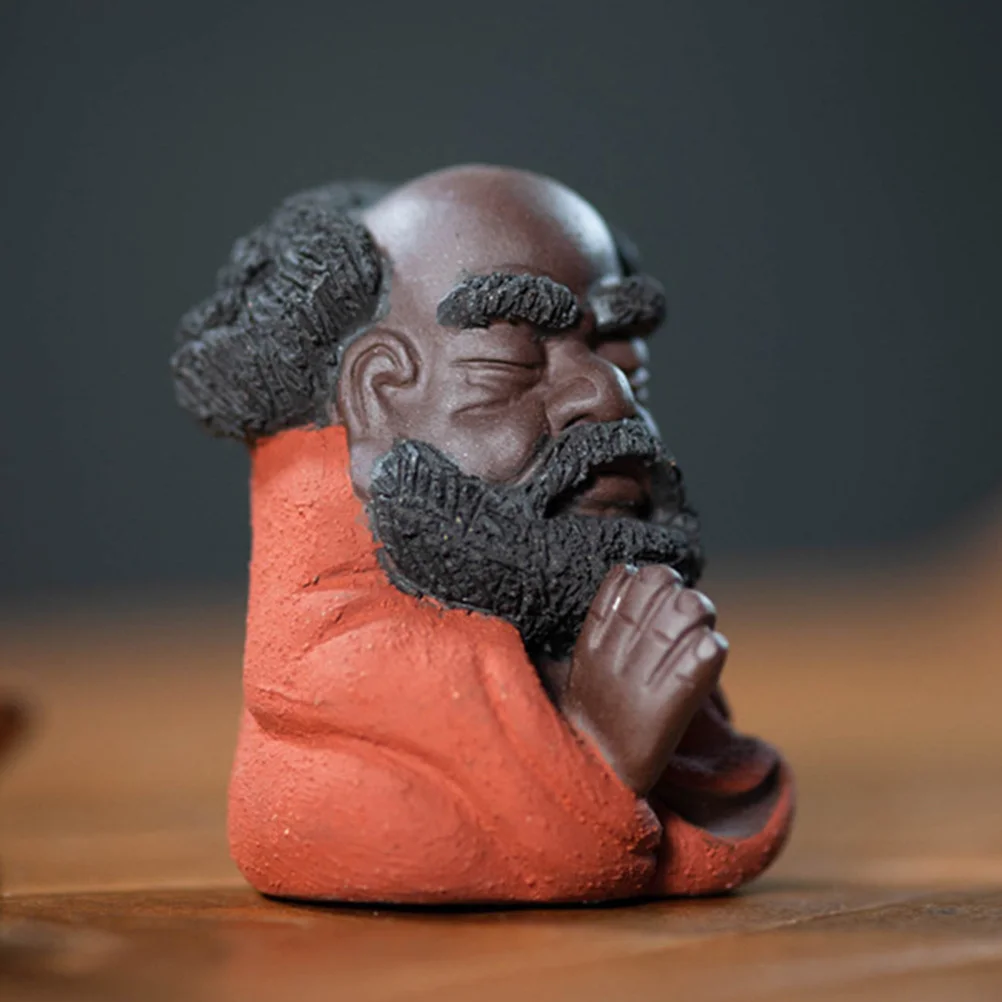 

1Pcs Purple Clay Bodhidharma Ornament Creative Desktop Tea Ceremony Craft Decorative Pottery Adornment for Indoor Table