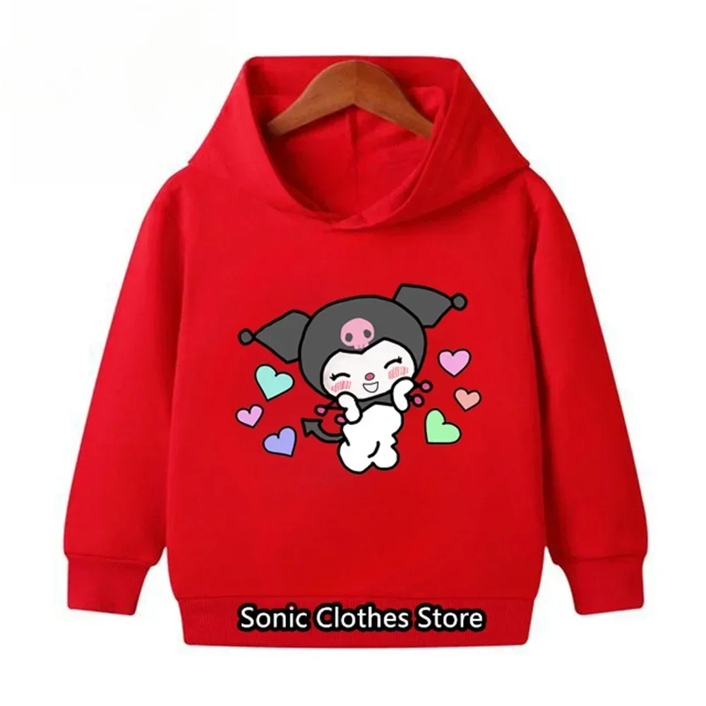 Kawaii 90s Sweatshirt Kid Hoodie Kuromi Japanese Anime Children Kuromi Sweatshirt Kids Clothes Tops Boys Girls Tee Baby Hoodies