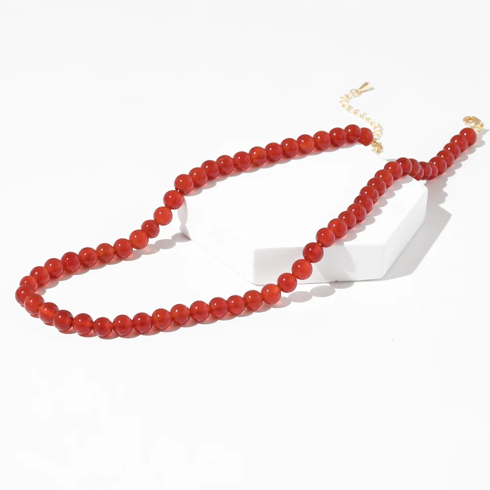

Withered New Chinese Style Necklace With Red Agate Retro Minimalist Collarbone Chain Jewelry Necklace Necklaces For Women