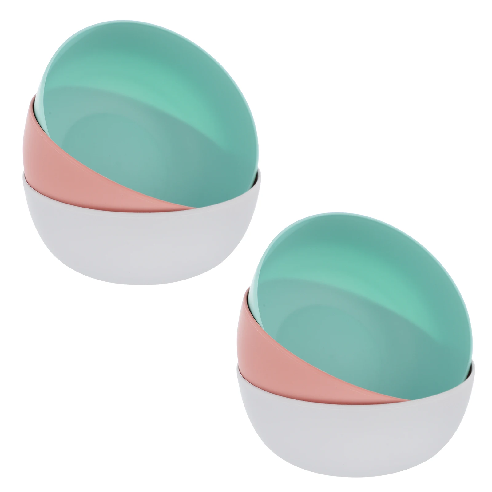 

6pcs Plastic Bowl Set Smooth Edges For Home Noodle Soup Salad Rice Container Kitchen Dinnerware Fruit Ramen Storage