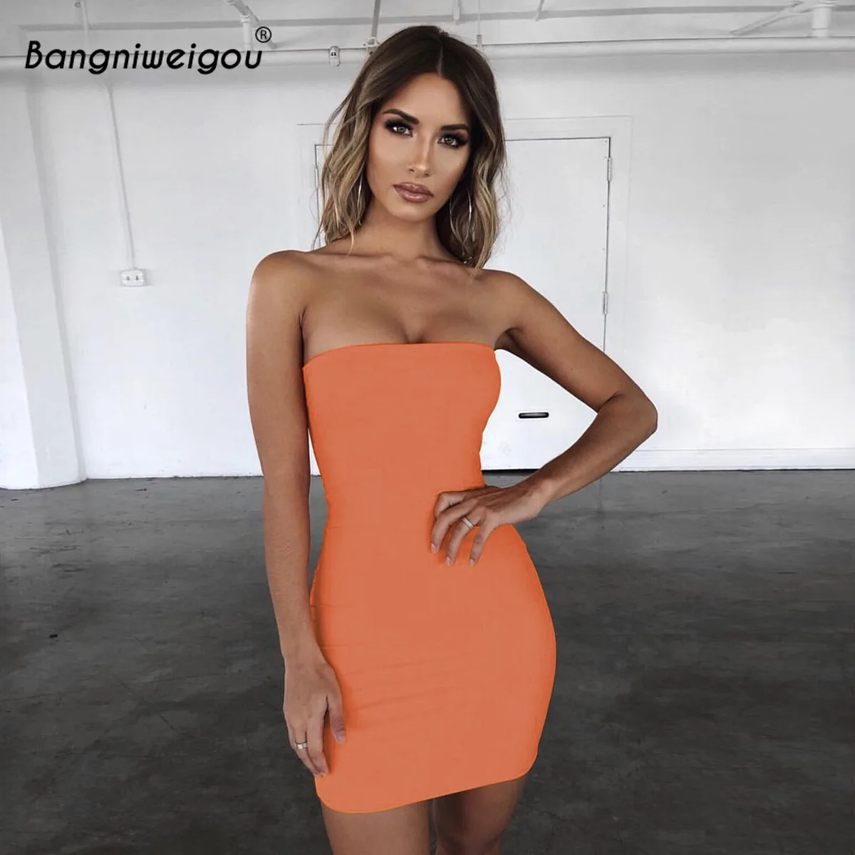 Bangniweigou Strapless Off Shoulder Bodycon Glove Dress Summer Party Club Short Bandage Dress Black Sundress Elegant Mini Robe