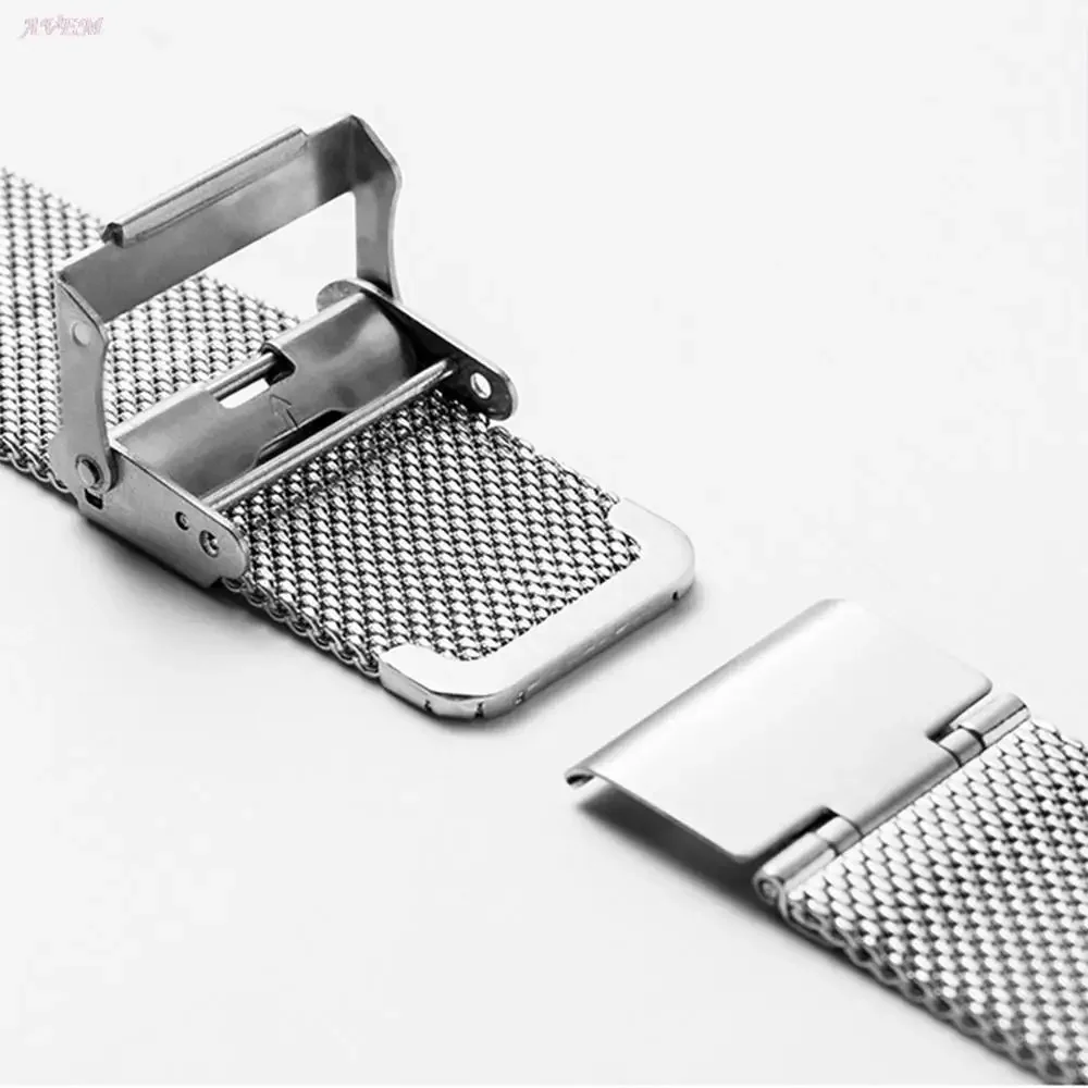 Milanese Loop Strap 10/12/14/16/17/18/19/20/21/22/24mm Universal Quick Release Stainless Steel Metal Bracelet Smart Watch Band