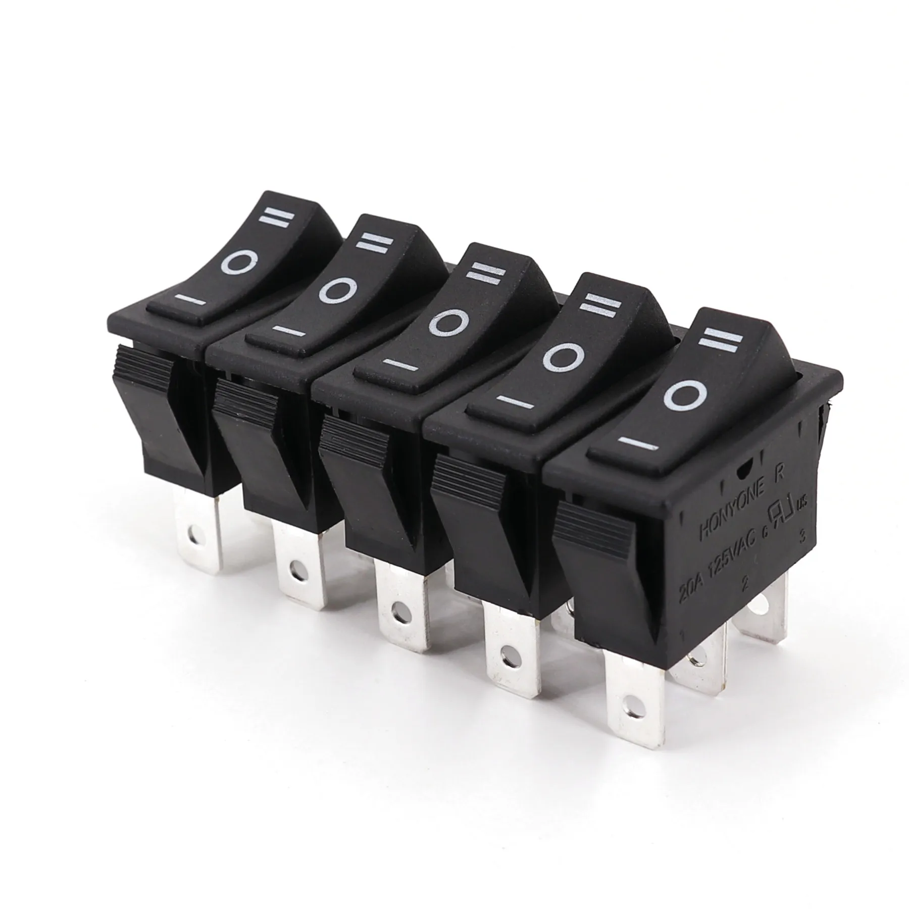 5Pcs Honyone 32x14mm High Current 3Pin ON-OFF-ON Maintained SPDT Rocker Switch 20A/125VAC