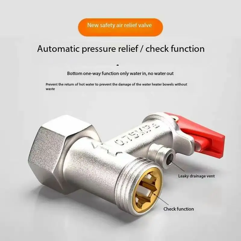 1Pcs Electric Water Heater Safety Valve Pressure Relief Valve Boiler 1/2Inch Threads Brass Adjustable Safety Check Valve