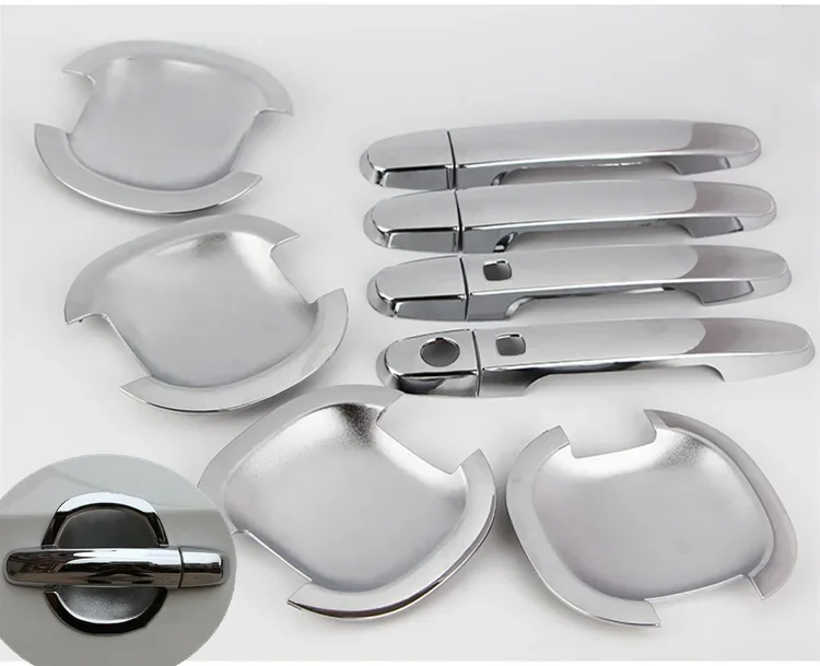For SUZUKI S-CROSS SCROSS 2014 2015 2016 2017 2018 Chrome Door Handle Cover + Cup Bowl Cover Trim Sticker Free Drop Shipping